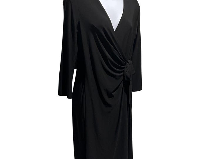 Anne Klein Women's Little Black Dress Size 10 Wrap Knee Length