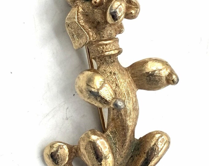 Vintage Sarah Coventry Poodle Dog Brooch Gold Tone Figural Pin Sarah Cov