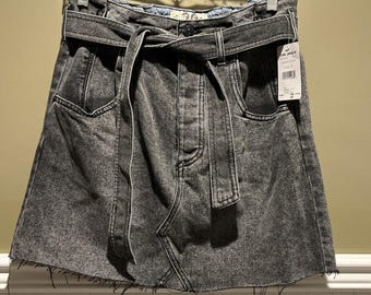 Minifalda vaquera Free People East Of Eden para mujer, talla 29, con cinturón y cintura tipo paperbag, nueva con etiquetas.