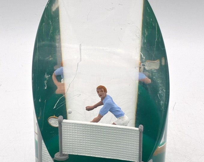Vintage Acrylic Tennis Player Sculpture Lucite Sports Decor Canada 5”