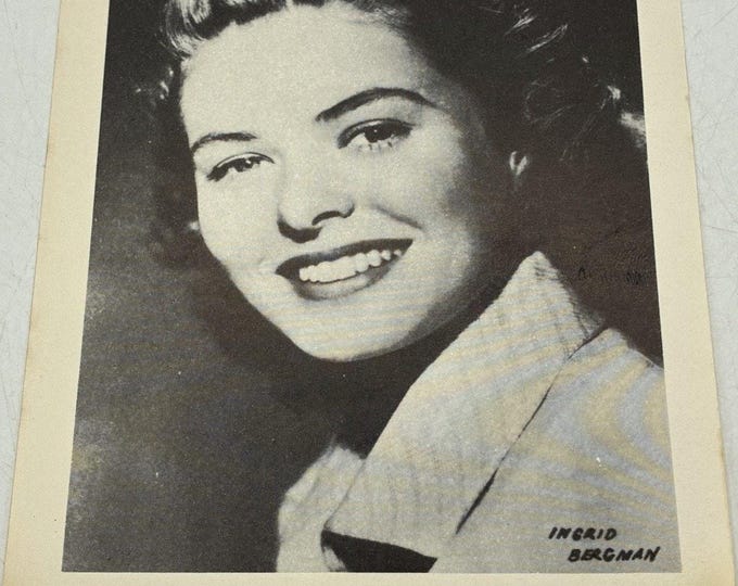 Vintage Ingrid Bergman Photo Print Arcade Exhibit Card Hollywood