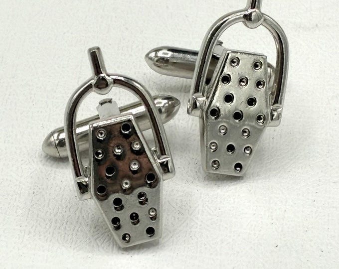 Vintage Swank Radio Microphone Cufflinks Silver Tone Novelty DJ Broadcast Jewelry