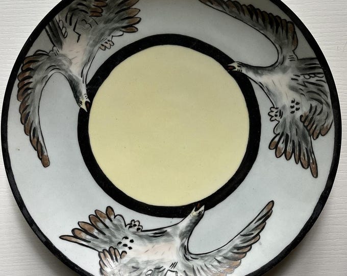 Vintage Antique ? J&C Bavaria Plate 3 Cranes Birds Flying 10”