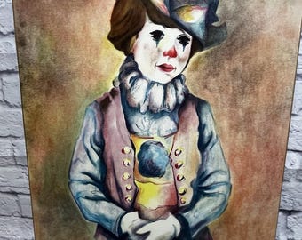 Retrato de payaso Pierrot de Alfieri. Litografía firmada y numerada 204/320.