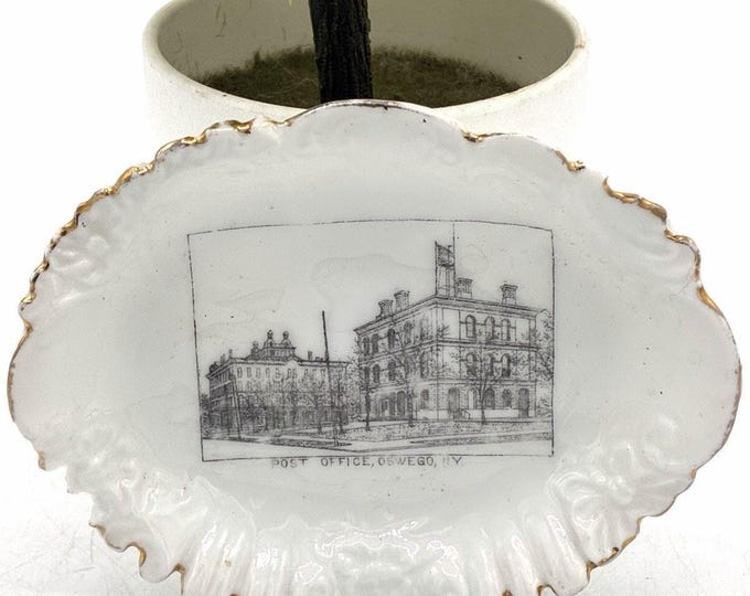 Vintage Austria Oswego NY Post Office Souvenir Dish W A Ebbie Vienna 5”