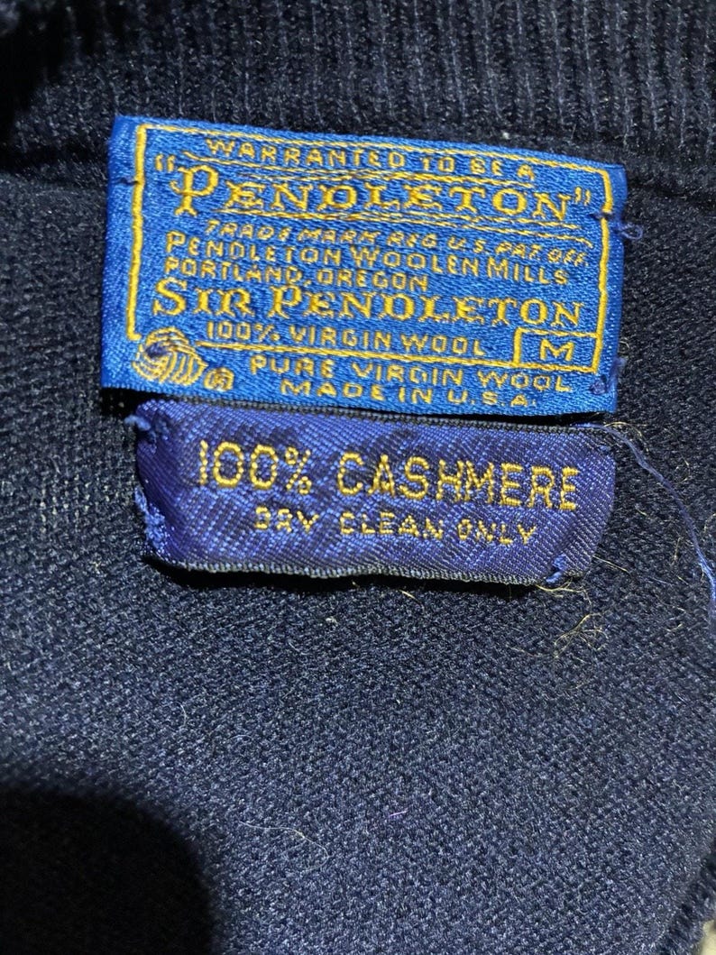 Sir Pendleton 100% Kaschmir-Pullover - Herren Navy V-Neck Größe Medium USA Bild 6
