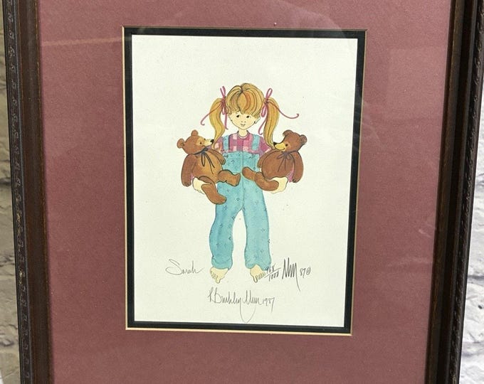 P Buckley Moss Suzannah Signed Limited Edition Print 968/1000 Vintage 1987 Framed Art