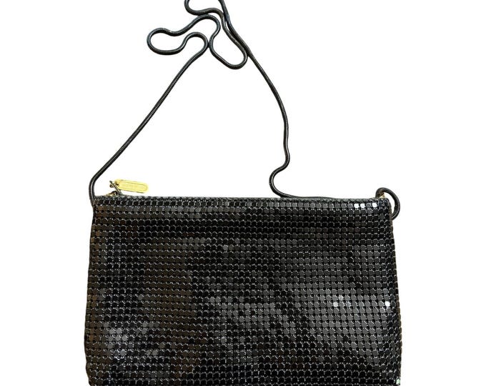 Vintage Black Metal Mesh Evening Bag – Art Deco Style Dressy Handbag