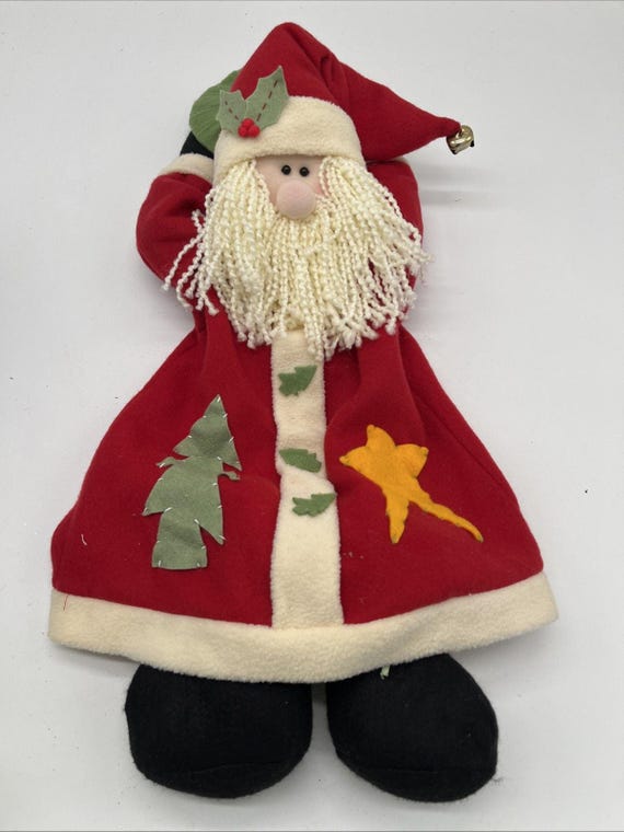 Vintage Santa Wall Hanging • Fabric Christmas Decor • 20” Soft Plush Holiday Art