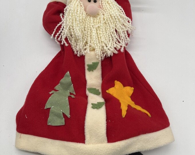 Vintage Santa Wall Hanging • Fabric Christmas Decor • 20” Soft Plush Holiday Art
