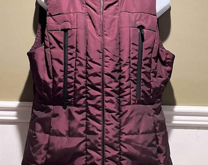 Calvin Klein Performance Quilted Vest • Burgundy Zip‑Up • Women’s M • Missing Hood
