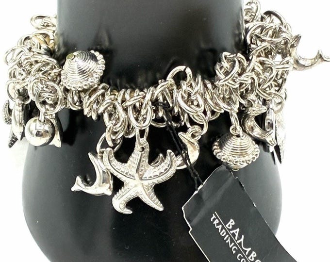 Bamboo Trading Co Ocean Sea Life Charm Bracelet Starfish Shell Dolphin