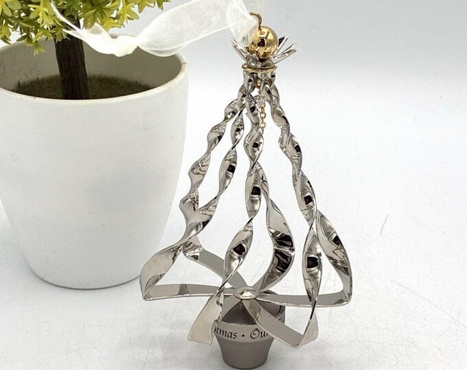 Hallmark “Our First Christmas” 2004 Silver Ribbon Tree Ornament 4.5 inch Vintage