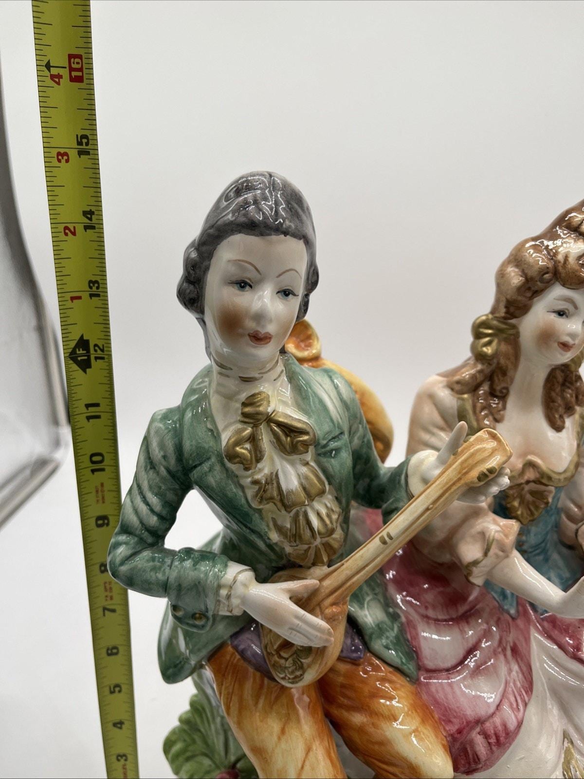 Capodimonte 磁器人形 3人組 演奏 楽団 置物 Vtg Capodimonte Porcelain Figural Lamp Base 3 Musicians Crown N