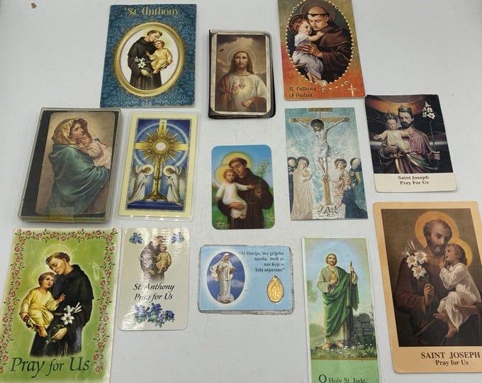 Vintage Catholic Holy Card Lot of 13 St Anthony St Joseph Sacred Heart St Jude