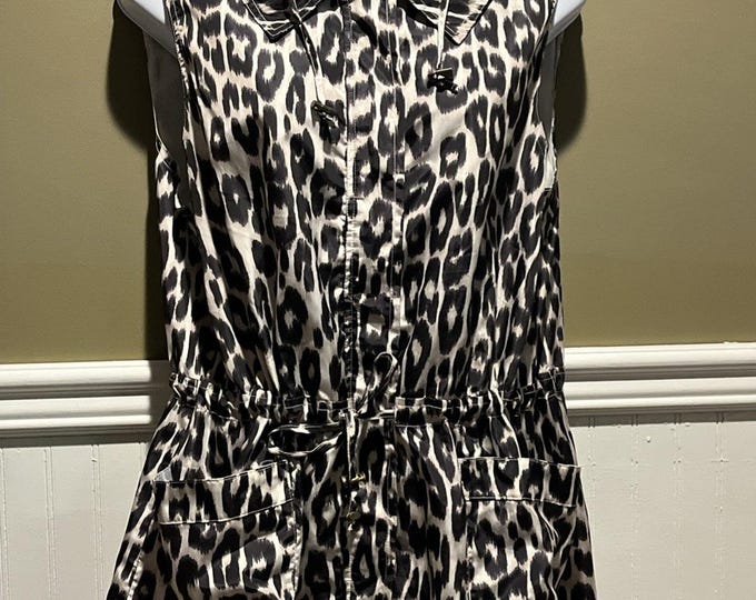 Chico’s Weekends Leopard Print Zip Front Vest Sleeveless Pockets Size 2 L