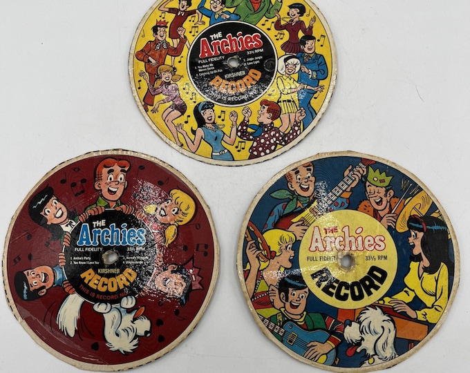 The Archies Set Of 3 33 1/33 RPM Cereal Box Records Cardboard records 4 Songs Ea