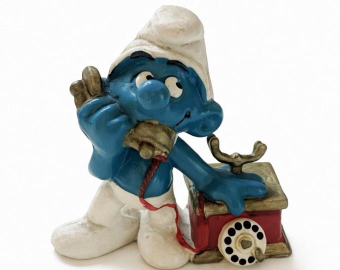 Vintage Smurfs 20062 Telephone Smurf Figure 1980 Schleich Peyo PVC Hong Kong