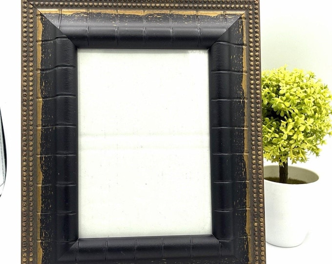 Black & Gold Faux Bamboo Picture Frame with Beaded Trim, 5x7