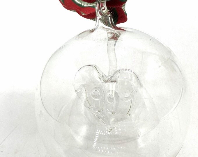 Vintage 1991 Italian Hand Blown Glass Heart Ornament Made in Italy Dated