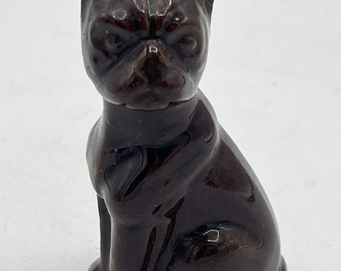 Vintage Ceramic Redware Boxer Dog Puppy Figurine Small 3"