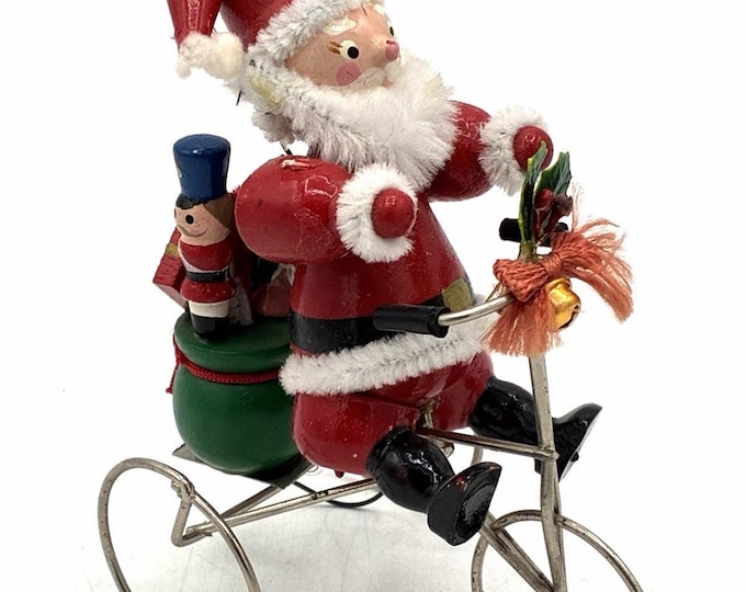 1982 Kurt Adler Santa Bicycle Ornament Handcrafted Taiwan Vintage Christmas