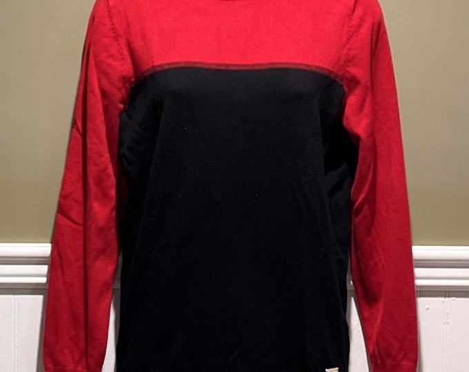 Calvin Klein Colorblock Turtleneck Sweater • Red & Black • Women’s M