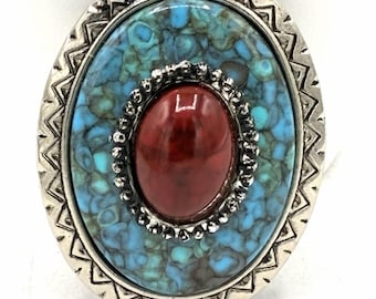 Vintage Nony New York sjaalclip namaak turkoois koraal Southwest Boho jaren 1970