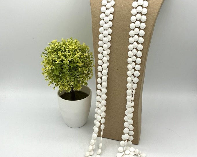 Vintage 3 Strand White Faceted Disc Rope Bead Necklace 49in