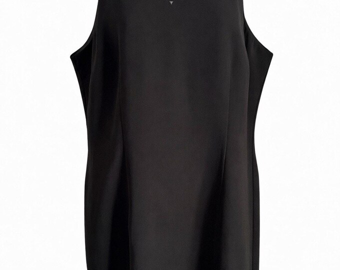 Vintage Dawn Joy Black Sleeveless Shift Dress Size 13/14 Rhinestone Stud Lined