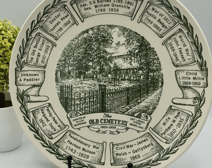 Old Cemetery Medina Ohio Commemorative Plate Kettlesprings Kilns Genealogy