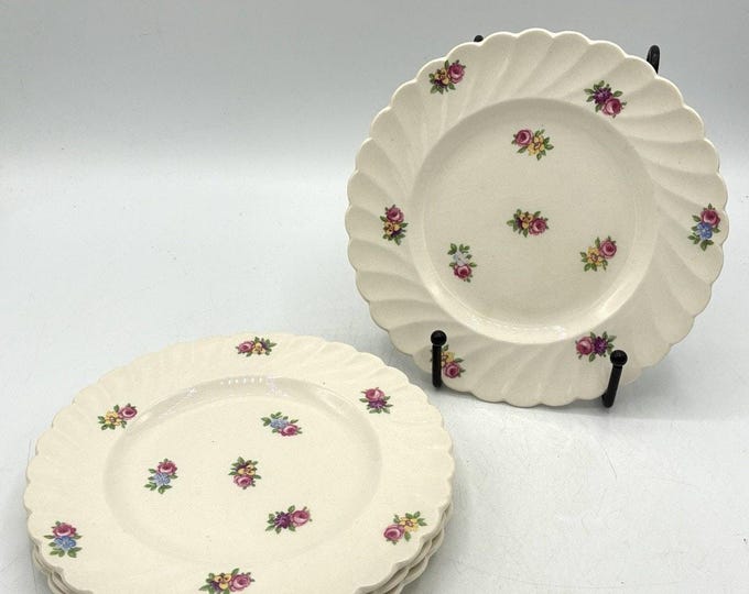 Clarice Cliff Devonshire Bread Plates Set 4 Royal Staffordshire England Floral