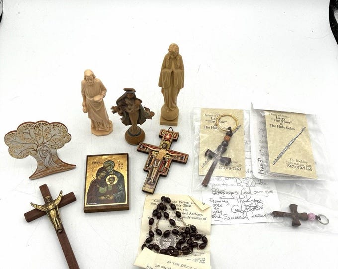 Vintage Catholic Religious Lot Rosary Crucifixes Virgin Mary Italy Devotional