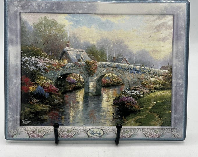 BLOSSOM BRIDGE Plate #4 Thomas Kinkade's Bridges of Life Cottages Bradford Exch