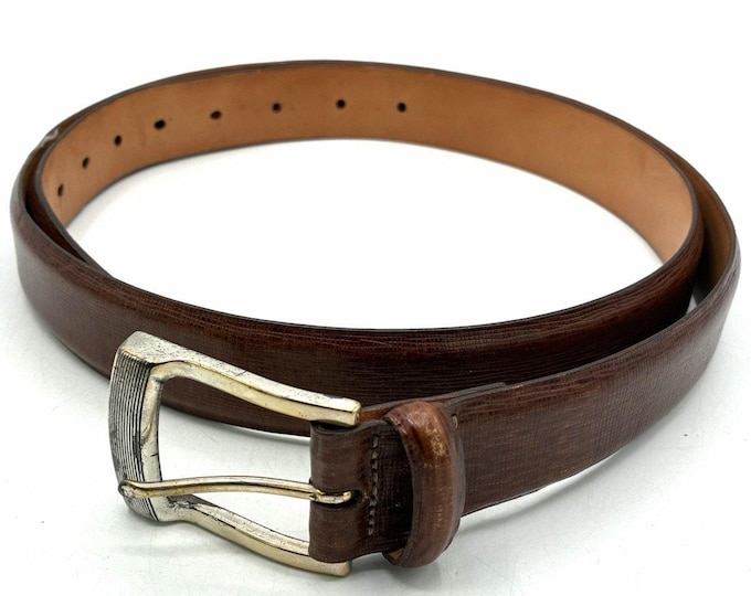 Martin Dingman Mens Leather Belt 44 Brown Santa Croce Italian Calfskin