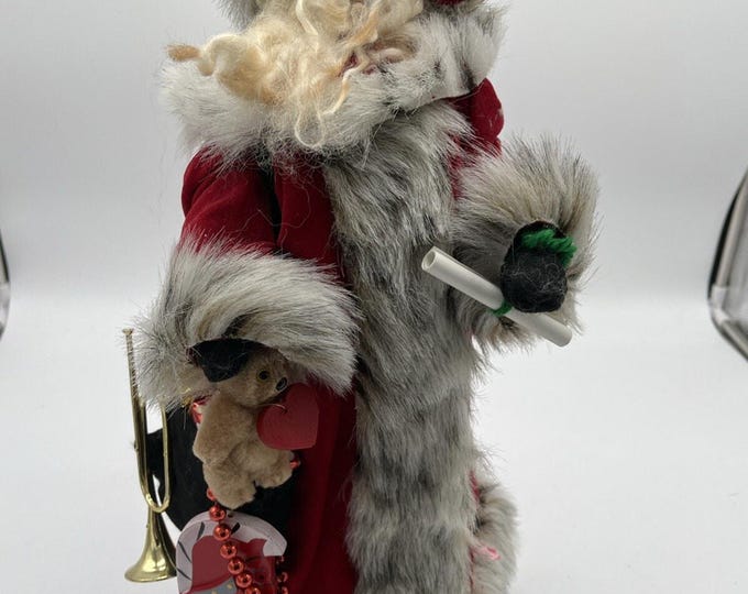 18” Vintage Santa Woodland Old World Style Fur Lined Coat Teddy Bear Horse
