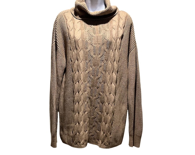 Gap Women's Cable Knit Turtleneck Sweater Size Medium Beige Tan