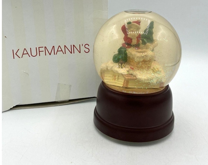 Vintage Santa Chimney Musical Snow Globe Motion Plastic Base