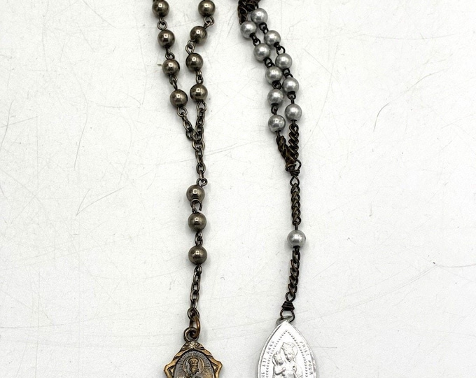 Vintage Catholic Chaplet Set Convent Relic Sacred Heart Infant Prague Saint Anne