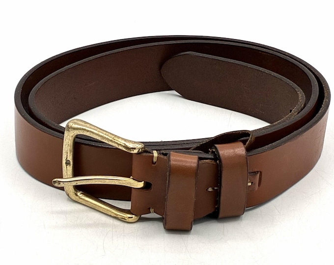 Men's Brown Leather Dress BELT Gold Tone Buckle SIZE 42 Handcrafted in ARGENTINA