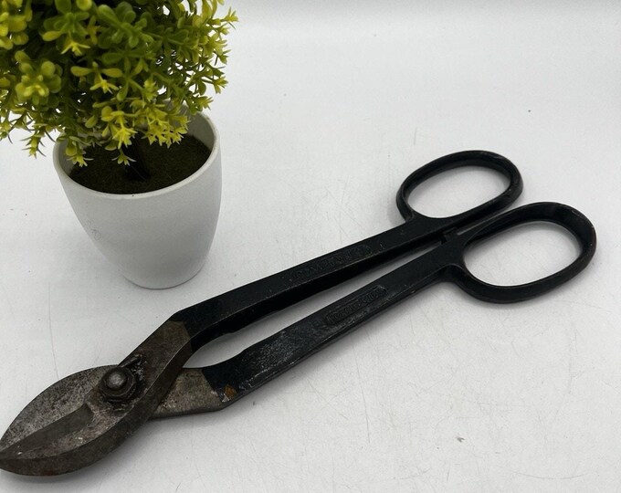 Vintage Compton 9 Forged Steel Tin Snips Sheet Metal Shears Scissor Type USA