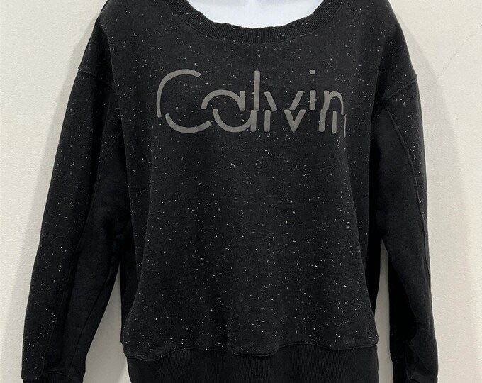 Calvin Klein Speckled Pullover Sweatshirt • Black Fleece‑Lined • Women’s S