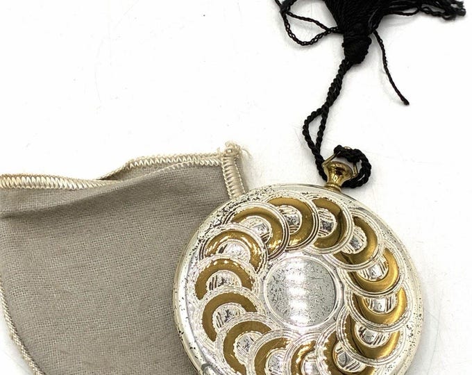 Vintage Zell Fifth Avenue Powder Compact Mirror Tassel Carrying Compact