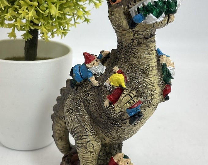 Whimsical Christmas Dinosaur Figurine – Santa & Elves Holiday Decor