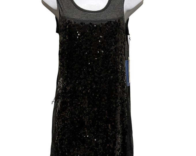 Simply Vera Wang Sequin Fringe Mini Dress NWT XS Dark Gray Party Tunic