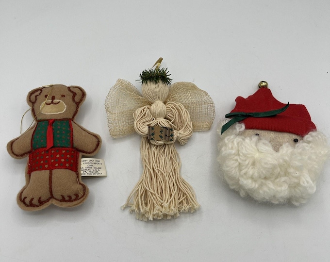 Lot Of 3 Vintage Christmas Ornaments MCM Bear Santa Angel