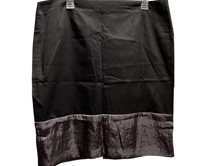 Simply Vera Vera Wang Black Skirt Satin Ruffle Hem Panel Size 14 Knee Length