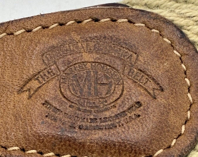 Vintage Ghurka Marley Hodgson Belt Canvas Leather Brass D-Ring Buckle USA