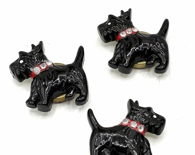 VINTAGE Scotty Terrier Button Cover Lot Of 3 Scottie Dog Resin Handpainted