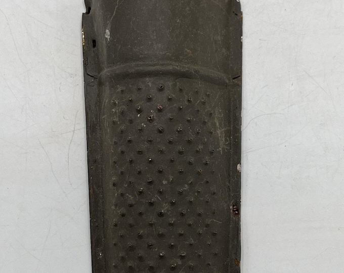 Primitive Antique Dark Tin Coffin Style Nutmeg Spice Grater Kitchen Tool 5" x 2"